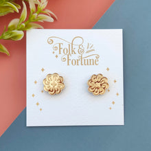 Load image into Gallery viewer, Rosette Flower stud earrings - red or teal