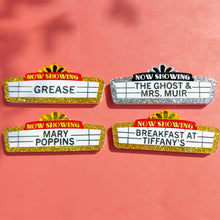 Load image into Gallery viewer, Customisable Cinema Sign brooch or necklace