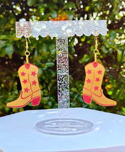 Texas Hold 'em boot earrings