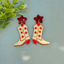 Load image into Gallery viewer, Yeehaw Cowgirl boot earrings CHOICE OF COLOURS