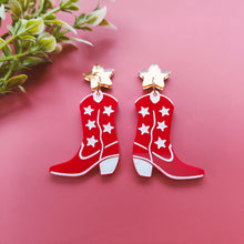 Load image into Gallery viewer, Yeehaw Cowgirl boot earrings CHOICE OF COLOURS