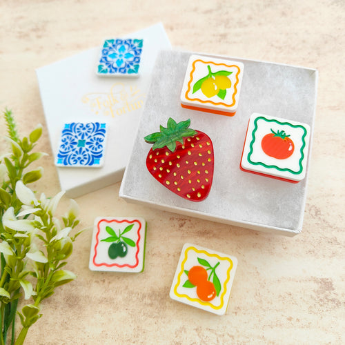 Mini Individual Tiles & Fruits brooches