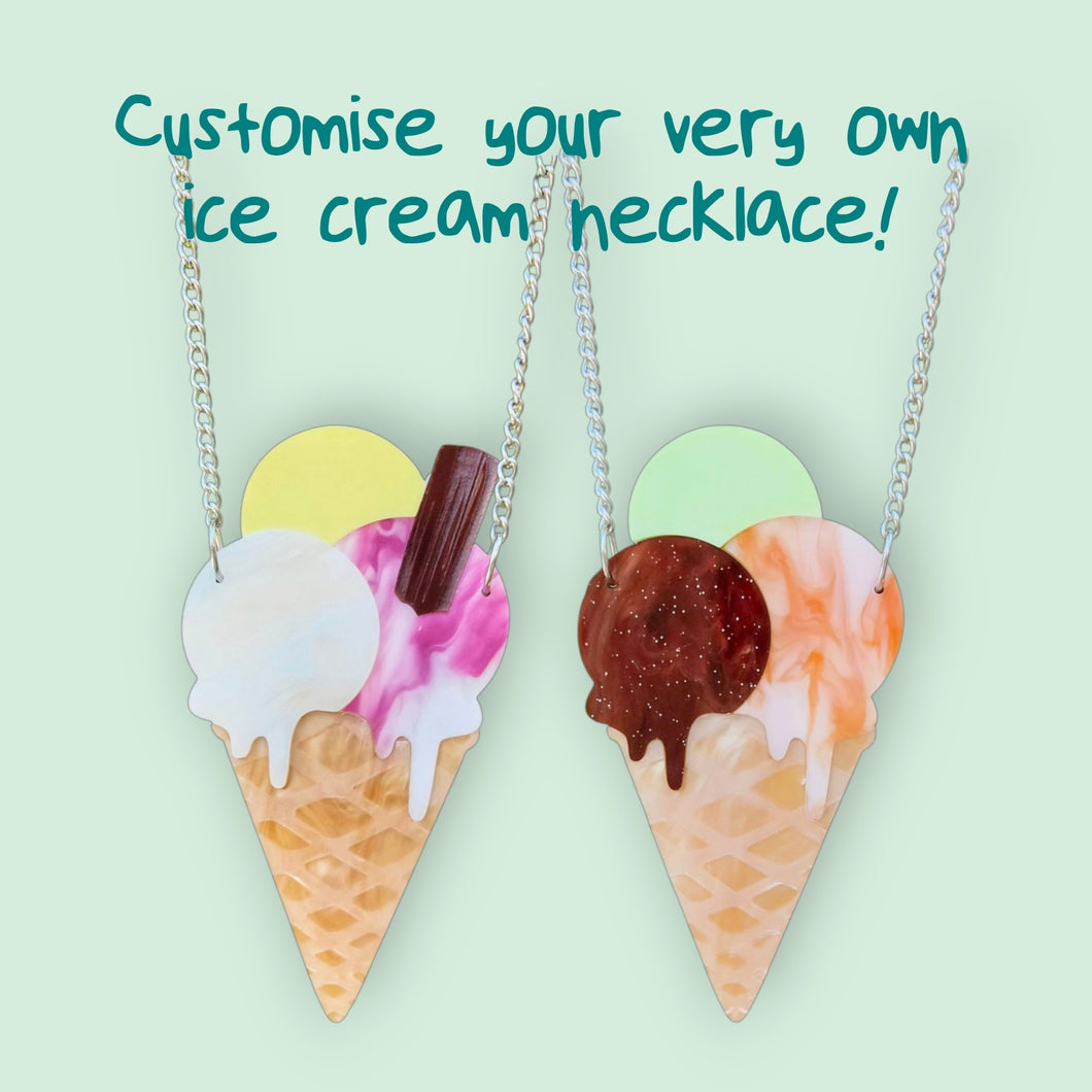 Customisable Ice Cream necklace or brooch