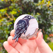 Load image into Gallery viewer, Moon Raven brooch