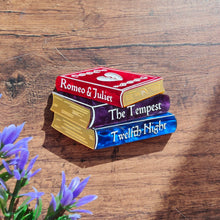 Load image into Gallery viewer, Romeo/Tempest/Twelfth Night bookstack brooch