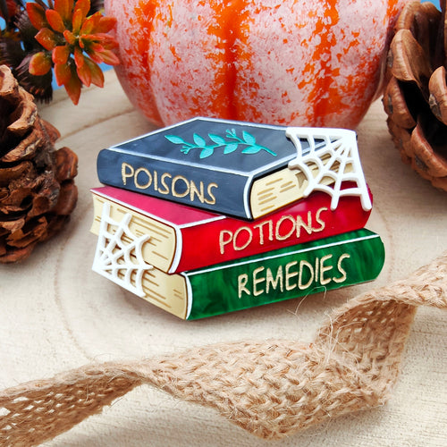 Apothecary Bookstack brooch/necklace