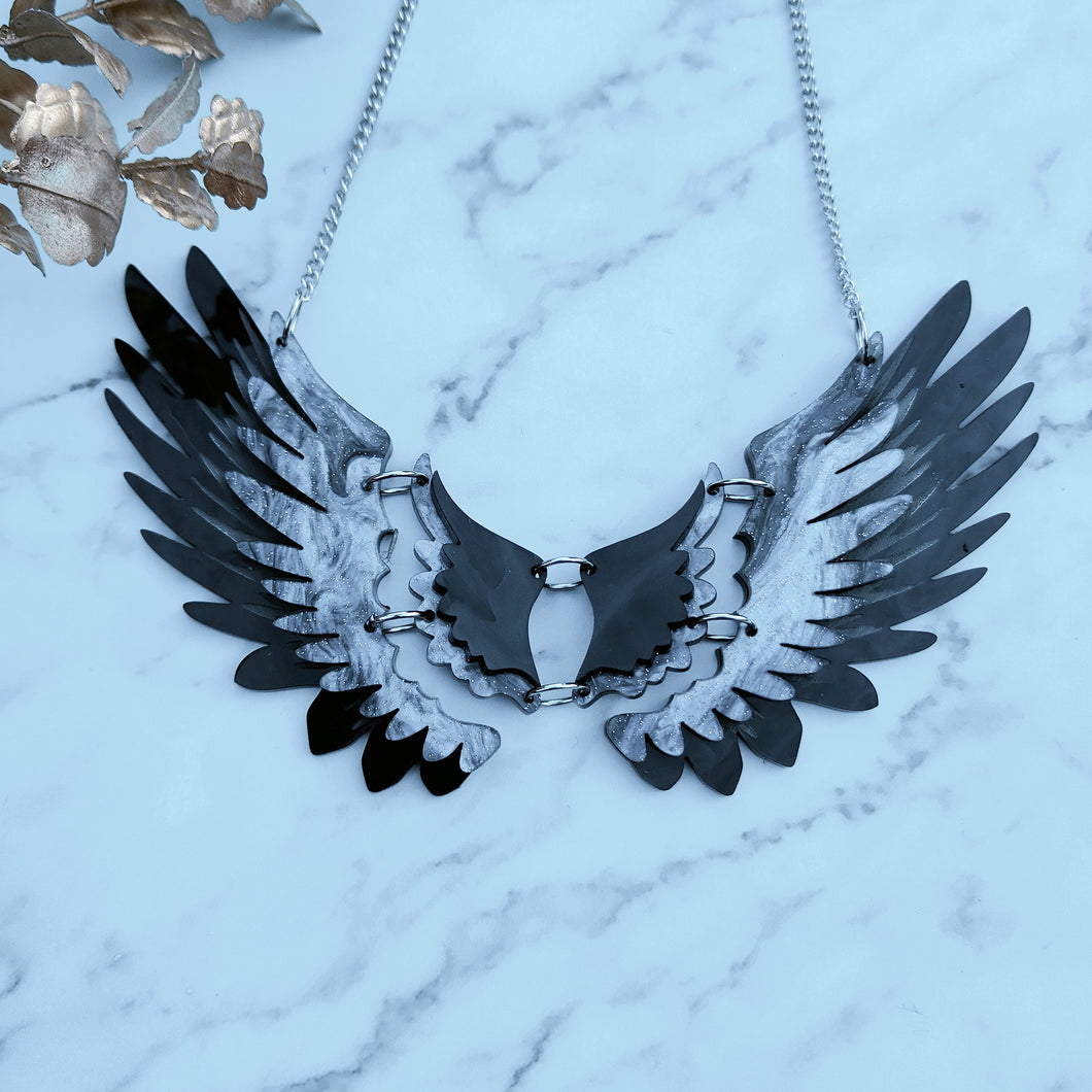 Dark Angel Wings statement necklace