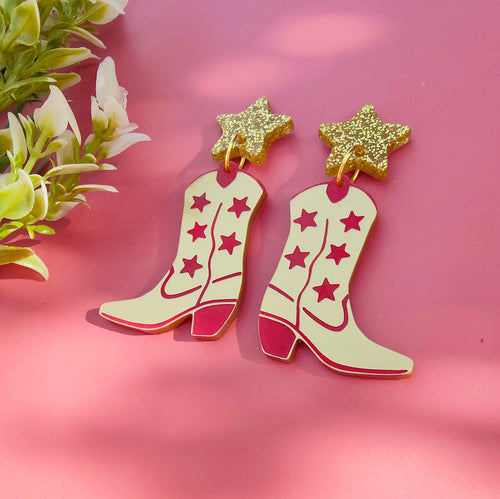 Texas Hold 'em boot earrings