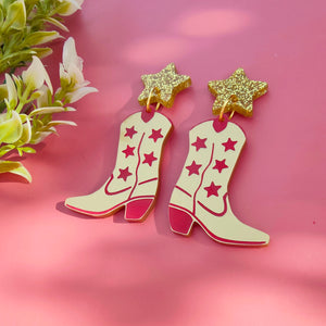 Texas Hold 'em boot earrings