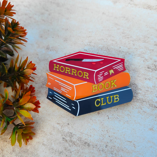 Horror Book Club bookstack brooch