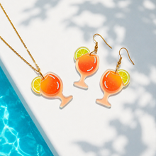 Load image into Gallery viewer, PRE ORDER Aperol Spritz cocktail earrings or necklace