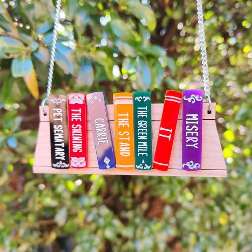 Stephen King bookshelf necklace