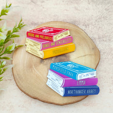 Load image into Gallery viewer, Classic Jane Austen bookstack brooch