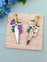 Load image into Gallery viewer, Ruby Hilt Dagger brooch