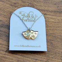 Load image into Gallery viewer, Theatre Mask earrings or necklace - MULTIPLE COLOUR OPTIONS