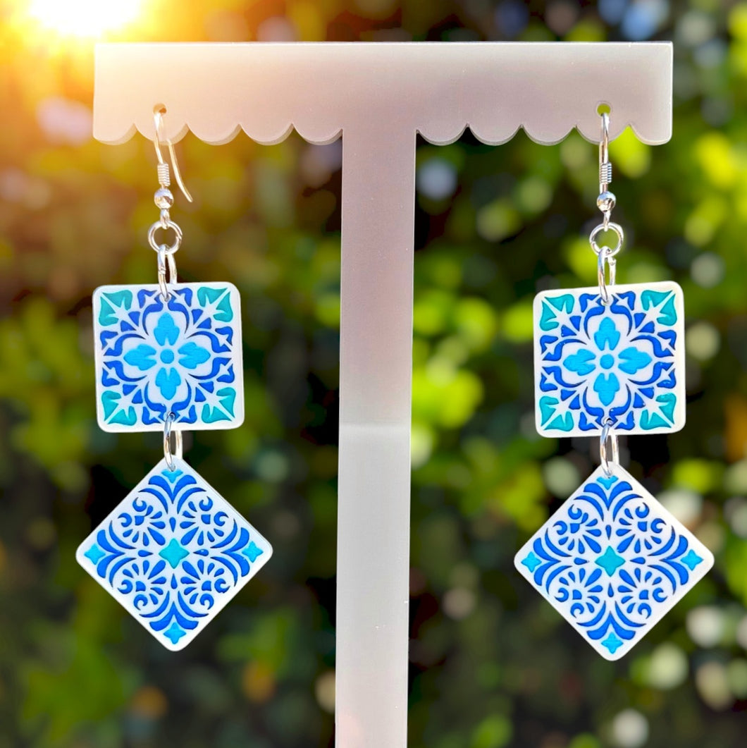 Mediterranean tile earrings