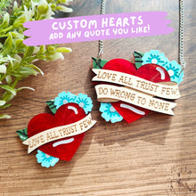 Load image into Gallery viewer, Custom tattoo heart brooch or necklace