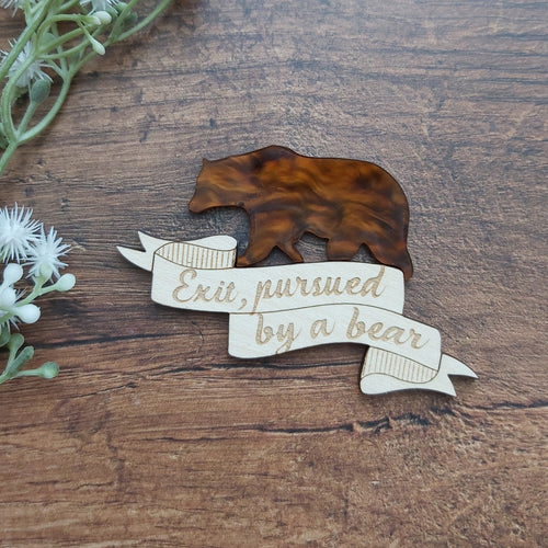 'Exit, pursued by a bear' - Shakespeare A Winters Tale inspired brooch