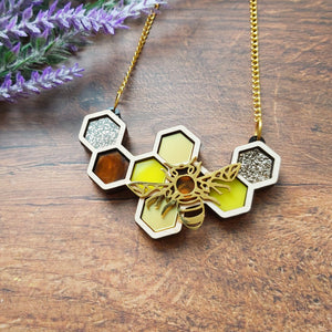 Honeycomb Bee necklace