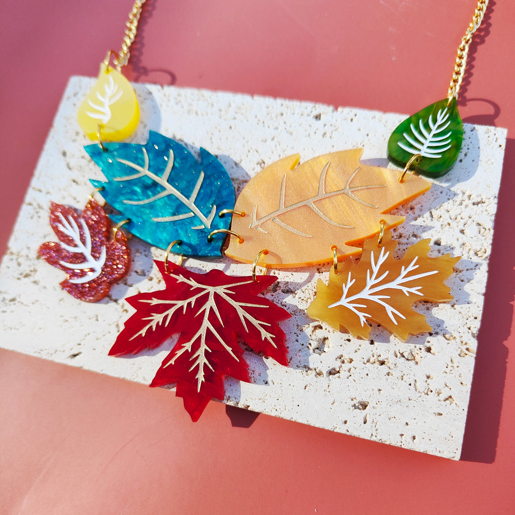 Statement Falling Leaves necklace