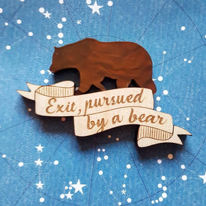 'Exit, pursued by a bear' - Shakespeare A Winters Tale inspired brooch